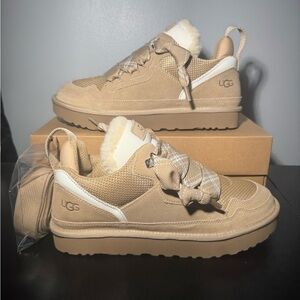 UGG LOWMEL Suede & Canvas Sneakers in Sand